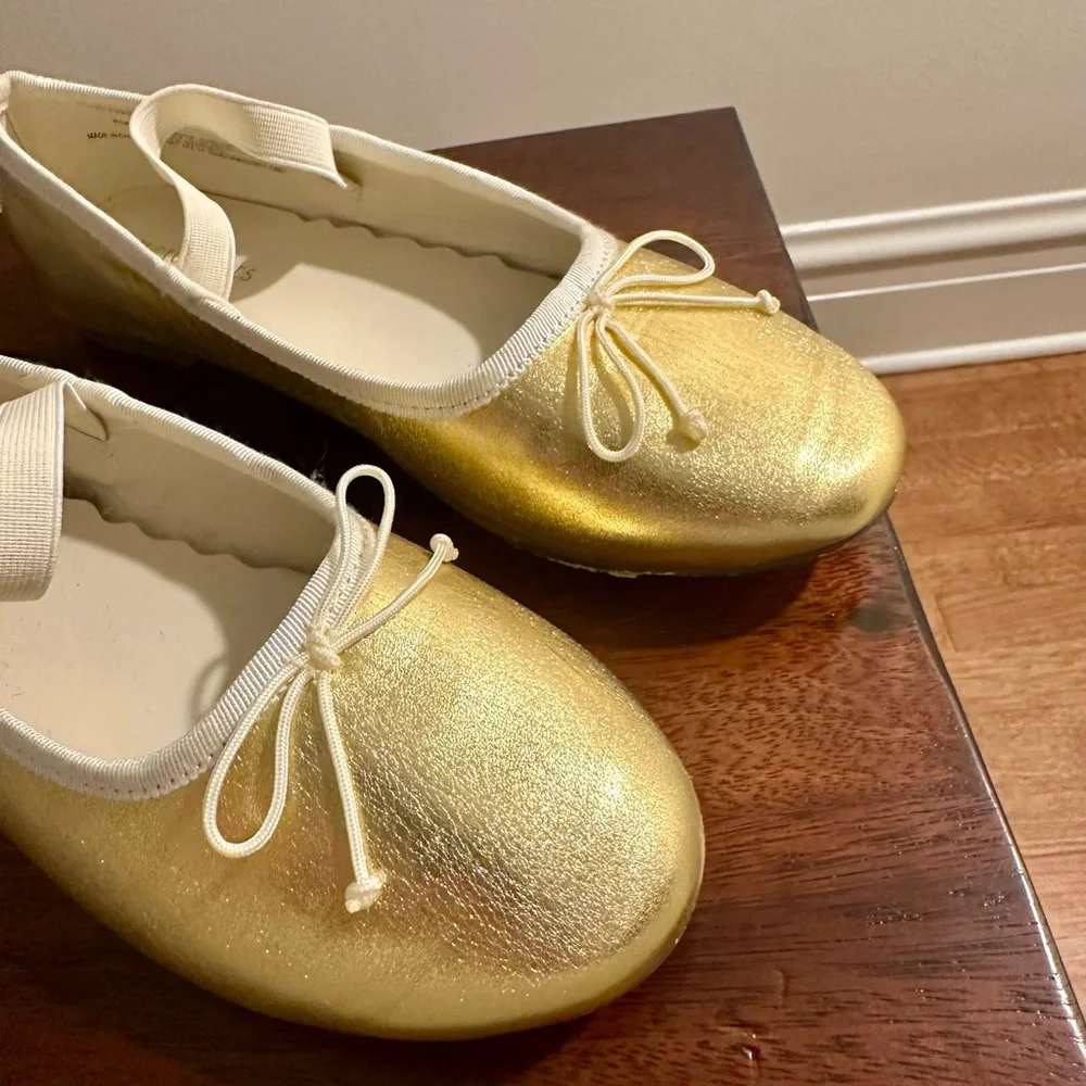 2 for $20! Crewcuts Gold Ballet Flats with Ribbon Trim